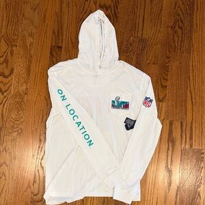 NWT Johnnie-O long sleeve lightweight white Super Bowl LIVIII NFL Hoodie (M)